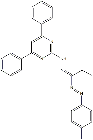 2-(2-{2-methyl-1-[(4-methylphenyl)diazenyl]propylidene}hydrazino)-4,6-diphenylpyrimidine Struktur