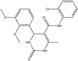 N-(2-chlorophenyl)-4-(2,3-dimethoxyphenyl)-6-methyl-2-thioxo-1,2,3,4-tetrahydro-5-pyrimidinecarboxamide Struktur