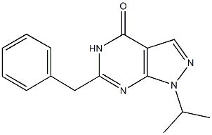 6-benzyl-1-isopropyl-1,5-dihydro-4H-pyrazolo[3,4-d]pyrimidin-4-one Struktur