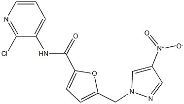 N-(2-chloro-3-pyridinyl)-5-({4-nitro-1H-pyrazol-1-yl}methyl)-2-furamide Struktur