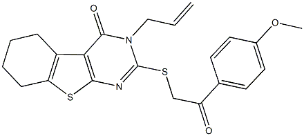 3-allyl-2-{[2-(4-methoxyphenyl)-2-oxoethyl]sulfanyl}-5,6,7,8-tetrahydro[1]benzothieno[2,3-d]pyrimidin-4(3H)-one Struktur