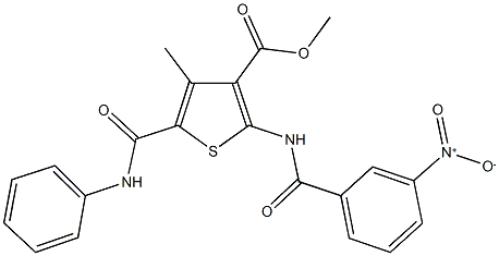 methyl 5-(anilinocarbonyl)-2-({3-nitrobenzoyl}amino)-4-methylthiophene-3-carboxylate Struktur