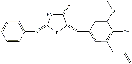 5-(3-allyl-4-hydroxy-5-methoxybenzylidene)-2-(phenylimino)-1,3-thiazolidin-4-one Struktur