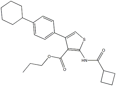 propyl 2-[(cyclobutylcarbonyl)amino]-4-(4-cyclohexylphenyl)-3-thiophenecarboxylate Struktur