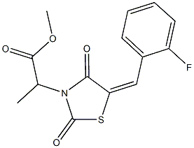 methyl 2-[5-(2-fluorobenzylidene)-2,4-dioxo-1,3-thiazolidin-3-yl]propanoate Struktur