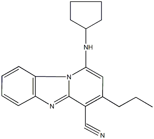 1-(cyclopentylamino)-3-propylpyrido[1,2-a]benzimidazole-4-carbonitrile Struktur