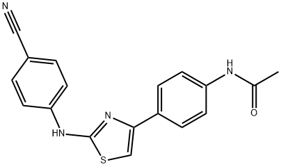 N-{4-[2-(4-cyanoanilino)-1,3-thiazol-4-yl]phenyl}acetamide Struktur