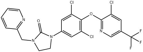 1-(3,5-dichloro-4-{[3-chloro-5-(trifluoromethyl)pyridin-2-yl]oxy}phenyl)-3-[(pyridin-2-yl)methyl]imidazolidin-2-one Struktur