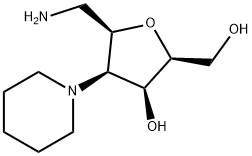 (2S,3S,4R,5R)-5-(aminomethyl)-2-(hydroxymethyl)-4-(piperidin-1-yl)tetrahydrofuran-3-ol Struktur