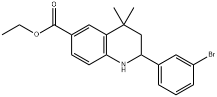 6-quinolinecarboxylic acid, 2-(3-bromophenyl)-1,2,3,4-tetrahydro-4,4-dimethyl-, ethyl ester Struktur