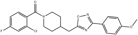 1-(2-chloro-4-fluorobenzoyl)-4-{[3-(4-methoxyphenyl)-1,2,4-oxadiazol-5-yl]methyl}piperidine Struktur