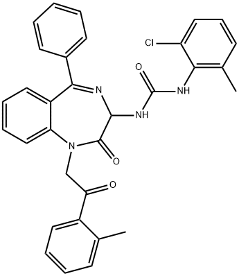 1-(2-chloro-6-methylphenyl)-3-{1-[2-(2-methylphenyl)-2-oxoethyl]-2-oxo-5-phenyl-2,3-dihydro-1H-1,4-benzodiazepin-3-yl}urea Struktur