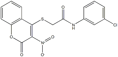 N-(3-chlorophenyl)-2-[(3-nitro-2-oxo-2H-chromen-4-yl)sulfanyl]acetamide Struktur