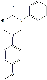 5-(4-methoxyphenyl)-1-phenyl-1,3,5-triazinane-2-thione Struktur