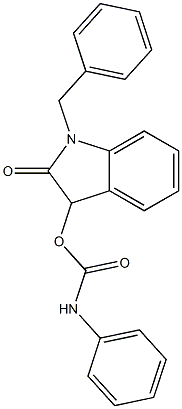 1-benzyl-2-oxo-2,3-dihydro-1H-indol-3-yl N-phenylcarbamate Struktur