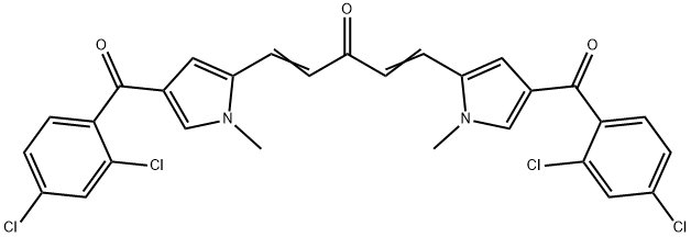 (1E,4E)-1,5-bis[4-(2,4-dichlorobenzoyl)-1-methyl-1H-pyrrol-2-yl]penta-1,4-dien-3-one Struktur