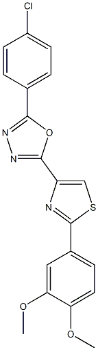 4-{4-[5-(4-chlorophenyl)-1,3,4-oxadiazol-2-yl]-1,3-thiazol-2-yl}-2-methoxyphenyl methyl ether Struktur