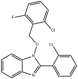 1-[(2-chloro-6-fluorophenyl)methoxy]-2-(2-chlorophenyl)-1H-1,3-benzodiazole Struktur