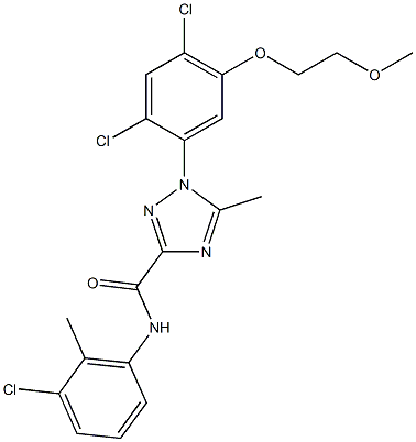 N-(3-chloro-2-methylphenyl)-1-[2,4-dichloro-5-(2-methoxyethoxy)phenyl]-5-methyl-1H-1,2,4-triazole-3-carboxamide Struktur