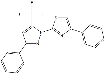 4-phenyl-2-[3-phenyl-5-(trifluoromethyl)-1H-pyrazol-1-yl]-1,3-thiazole Struktur