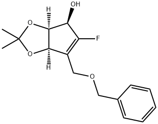 (3aS,4R,6aR)-6-[(benzyloxy)methyl]-5-fluoro-2,2-dimethyl-2H,3aH,4H,6aH-cyclopenta[d][1,3]dioxol-4-ol Struktur