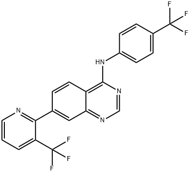 N-[4-(trifluoromethyl)phenyl]-7-[3-(trifluoromethyl)pyridin-2-yl]quinazolin-4-amine Struktur