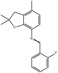 (1E)-1-(2-fluorophenyl)-N-(2,2,4-trimethyl-2,3-dihydro-1-benzofuran-7-yl)methanimine Struktur