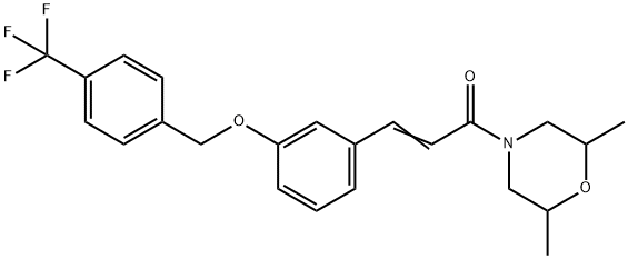 (2E)-1-(2,6-dimethylmorpholin-4-yl)-3-(3-{[4-(trifluoromethyl)phenyl]methoxy}phenyl)prop-2-en-1-one Struktur