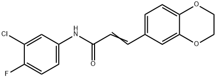 (2E)-N-(3-chloro-4-fluorophenyl)-3-(2,3-dihydro-1,4-benzodioxin-6-yl)prop-2-enamide Struktur