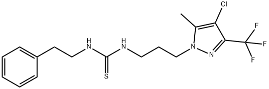 1-[3-[4-chloro-5-methyl-3-(trifluoromethyl)pyrazol-1-yl]propyl]-3-(2-phenylethyl)thiourea Struktur