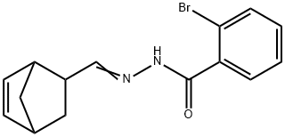 N-[(E)-5-bicyclo[2.2.1]hept-2-enylmethylideneamino]-2-bromobenzamide Struktur