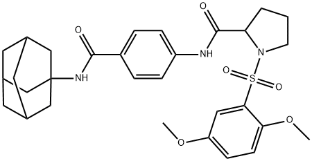 N-[4-(1-adamantylcarbamoyl)phenyl]-1-(2,5-dimethoxyphenyl)sulfonylpyrrolidine-2-carboxamide Struktur