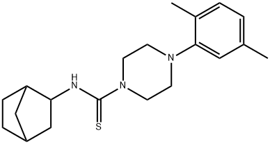 N-(3-bicyclo[2.2.1]heptanyl)-4-(2,5-dimethylphenyl)piperazine-1-carbothioamide Struktur