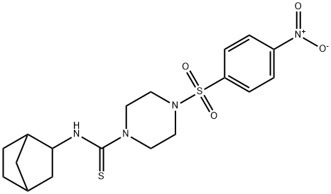 N-(3-bicyclo[2.2.1]heptanyl)-4-(4-nitrophenyl)sulfonylpiperazine-1-carbothioamide Struktur