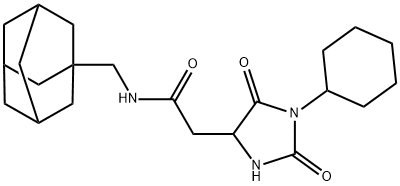 N-(1-adamantylmethyl)-2-(1-cyclohexyl-2,5-dioxoimidazolidin-4-yl)acetamide Struktur