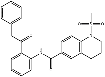 1-methylsulfonyl-N-[2-(2-phenylacetyl)phenyl]-3,4-dihydro-2H-quinoline-6-carboxamide Struktur