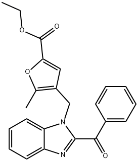 ethyl 4-[(2-benzoylbenzimidazol-1-yl)methyl]-5-methylfuran-2-carboxylate Struktur