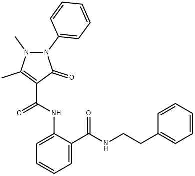 1,5-dimethyl-3-oxo-2-phenyl-N-[2-(2-phenylethylcarbamoyl)phenyl]pyrazole-4-carboxamide Struktur