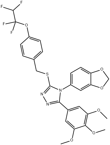 4-(1,3-benzodioxol-5-yl)-3-[[4-(1,1,2,2-tetrafluoroethoxy)phenyl]methylsulfanyl]-5-(3,4,5-trimethoxyphenyl)-1,2,4-triazole Struktur