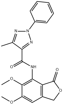 N-(5,6-dimethoxy-3-oxo-1H-2-benzofuran-4-yl)-5-methyl-2-phenyltriazole-4-carboxamide Struktur