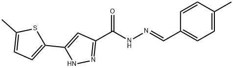 N-[(E)-(4-methylphenyl)methylideneamino]-5-(5-methylthiophen-2-yl)-1H-pyrazole-3-carboxamide Struktur