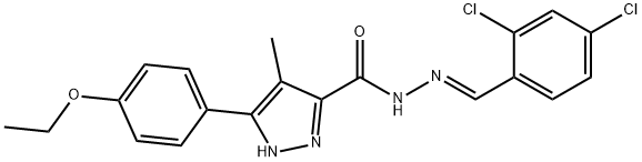 N-[(E)-(2,4-dichlorophenyl)methylideneamino]-3-(4-ethoxyphenyl)-4-methyl-1H-pyrazole-5-carboxamide Struktur