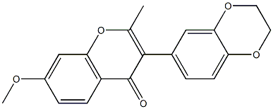 3-(2,3-dihydro-1,4-benzodioxin-6-yl)-7-methoxy-2-methylchromen-4-one Struktur