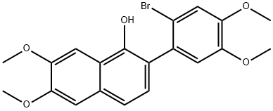 2-(2-bromo-4,5-dimethoxyphenyl)-6,7-dimethoxynaphthalen-1-ol Struktur