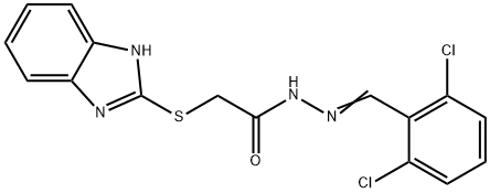 2-(1H-benzimidazol-2-ylsulfanyl)-N-[(E)-(2,6-dichlorophenyl)methylideneamino]acetamide Struktur