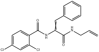 2,4-dichloro-N-[(Z)-3-oxo-1-phenyl-3-(prop-2-enylamino)prop-1-en-2-yl]benzamide Struktur