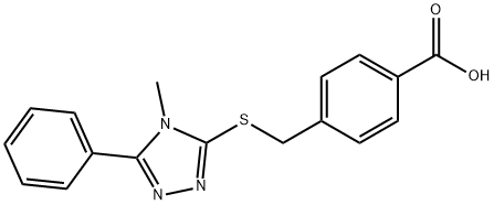 4-[(4-methyl-5-phenyl-1,2,4-triazol-3-yl)sulfanylmethyl]benzoic acid Struktur