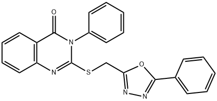 3-phenyl-2-[(5-phenyl-1,3,4-oxadiazol-2-yl)methylsulfanyl]quinazolin-4-one Struktur