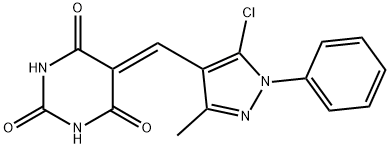 5-[(5-chloro-3-methyl-1-phenylpyrazol-4-yl)methylidene]-1,3-diazinane-2,4,6-trione Struktur