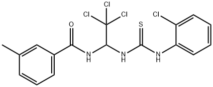 3-methyl-N-[2,2,2-trichloro-1-[(2-chlorophenyl)carbamothioylamino]ethyl]benzamide Struktur